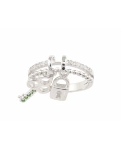Silver Ring with Chrome Diopside and Zircon (J108719)