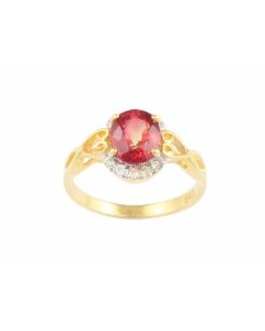 Silver Ring with Ruby and Zircon (J108729)