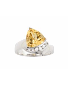 Silver Ring with Citrine and Zircon (J108731)