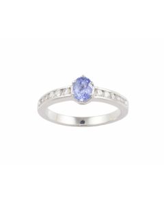 Silver Ring with Blue Sapphire and Zircon (J108735)