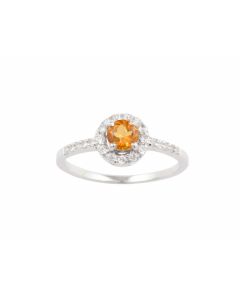 Silver Ring with Citrine and Zircon (J108738)