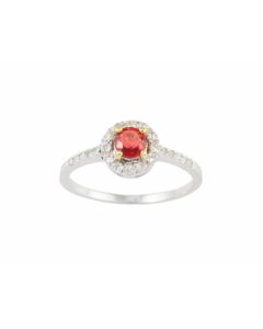 Silver Ring with Ruby and Zircon (J108739)