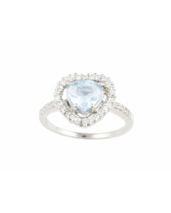 Silver Ring with Aquamarine and Zircon (J108933)