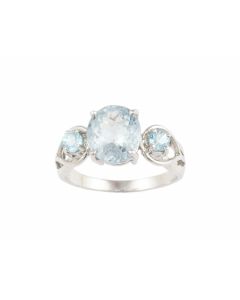 Silver Ring with Aquamarine and Zircon (J108983)