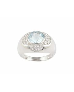 Silver Ring with Aquamarine and Zircon (J109031)