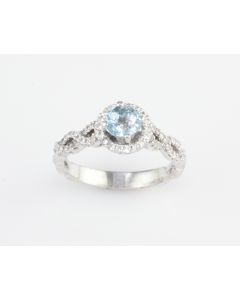 Silver Ring with Aquamarine and Zircon (J109238)
