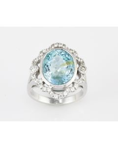 Silver Ring with Aquamarine and Zircon (J109253)
