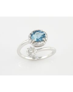 Silver Ring with Aquamarine and Zircon (J109363)