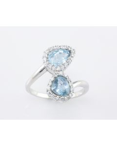 Silver Ring with Aquamarine and Zircon (J109642)