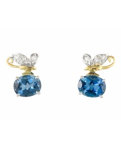 Silver Earrings with Topaz and Zircon (J158803)