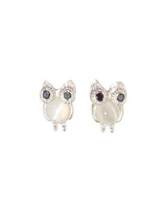 Silver Earrings with Moonstone Cat's Eye and Spinel (J158961)