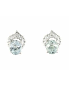 Silver Earrings with Aquamarine and Zircon (J159305)