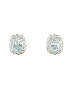 Silver Earrings with Aquamarine and Zircon (J159489)