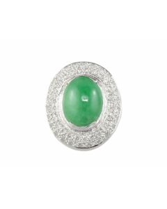 Silver Pendant with Jadeite (Type-A) and Zircon (J208874)