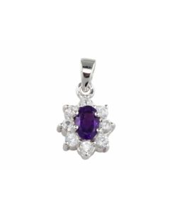 Silver Pendant with Amethyst and Zircon (J208944)
