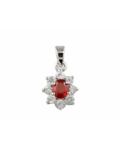 Silver Pendant with Ruby and Zircon (J208945)