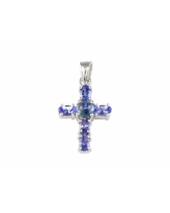 Silver Pendant with Blue Sapphire and Tanzanite (J208949)