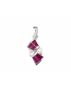 Silver Pendant with Ruby and Zircon (J208950)
