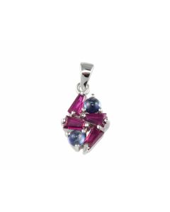 Silver Pendant with Ruby and Blue Sapphire (J208951)