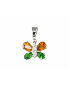 Silver Pendant with Citrine, Chrome Diopside and Zircon (J209038)