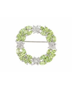 Silver Brouch with Peridot and Zircon (J259132)