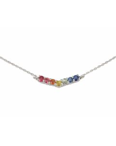 Silver Necklace with Ruby and Sapphire (J309188)