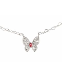 Silver Necklace with Ruby and Zircon (J309308)