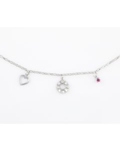 Silver Necklace with Ruby and Zircon (J309392)