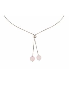 Silver Necklace with Rose Quartz (J309503)