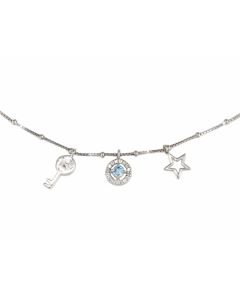 Silver Necklace with Zircon (J309680)