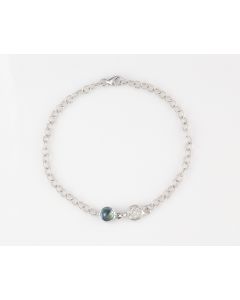 Silver Bracelet with Sapphire and Zircon (J409283)