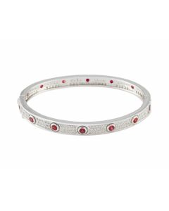 Silver Bangle with Ruby and Zircon (J459243)